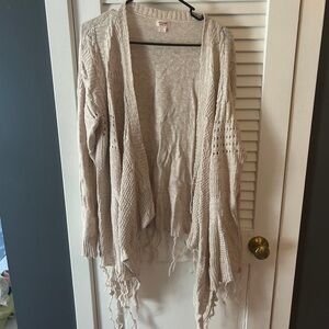 Mossimo Supply Co. Beige Fringe Cardigan